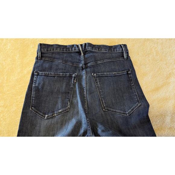3x1 DENIM NYC Bootcut Whiskering Distress High Waist Dark Wash Jeans Size 27 - Picture 4 of 10